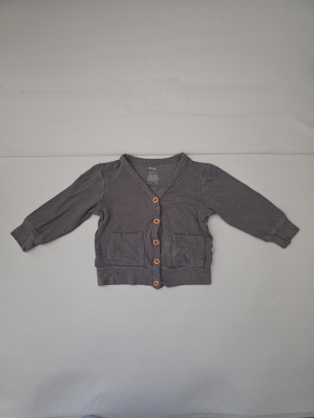 (EUC) Kyte Baby Bamboo Jersey Long Sleeve Cardigan in Charcoal 18-24M